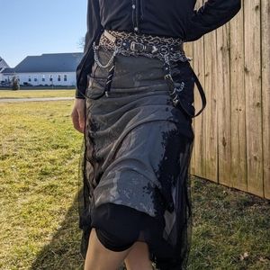 Petit Pois by Vivianna G Made in USA Clothing Leopard & Black Skirt